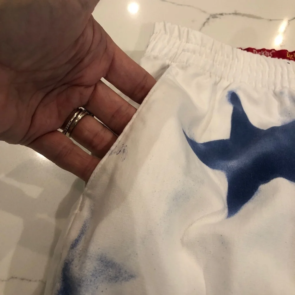 Dickies White Straight Leg Pants with Blue Star Print - Picture 6 of 12